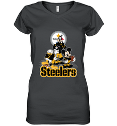 Mickey Mouse Pittsburgh Steelers NFL Football Gifts Women's V-Neck T-Shirt