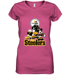 Mickey Mouse Pittsburgh Steelers NFL Football Gifts Women's V-Neck T-Shirt Women's V-Neck T-Shirt - Havanatees