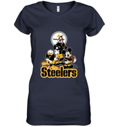 Mickey Mouse Pittsburgh Steelers NFL Football Gifts Women's V-Neck T-Shirt