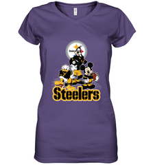 Mickey Mouse Pittsburgh Steelers NFL Football Gifts Women's V-Neck T-Shirt Women's V-Neck T-Shirt - Havanatees