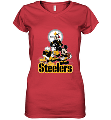 Mickey Mouse Pittsburgh Steelers NFL Football Gifts Women's V-Neck T-Shirt Women's V-Neck T-Shirt - Havanatees