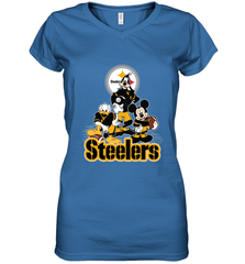 Mickey Mouse Pittsburgh Steelers NFL Football Gifts Women's V-Neck T-Shirt Women's V-Neck T-Shirt - Havanatees