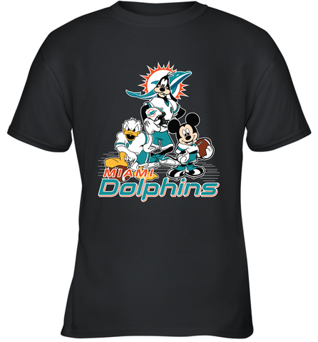 Mickey Mouse Miami Dolphins NFL Football Gifts Youth T-Shirt Youth T-Shirt / Black / XS Youth T-Shirt - Havanatees