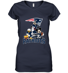 Mickey Mouse New England Patriots NFL Football Gifts Women's V-Neck T-Shirt