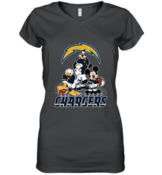 Mickey Mouse Los Angeles Chargers NFL Football Gifts Women's V-Neck T-Shirt
