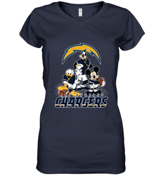 Mickey Mouse Los Angeles Chargers NFL Football Gifts Women's V-Neck T-Shirt