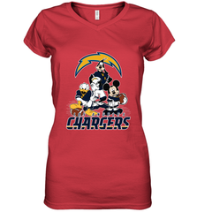 Mickey Mouse Los Angeles Chargers NFL Football Gifts Women's V-Neck T-Shirt Women's V-Neck T-Shirt - Havanatees