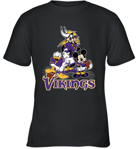 Mickey Mouse Minnesota Vikings NFL Football Gifts Youth T-Shirt Youth T-Shirt / Black / XS Youth T-Shirt - Havanatees