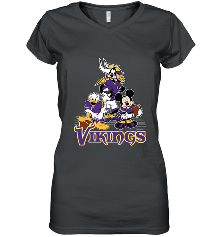Mickey Mouse Minnesota Vikings NFL Football Gifts Women's V-Neck T-Shirt Women's V-Neck T-Shirt / Black / S Women's V-Neck T-Shirt - Havanatees