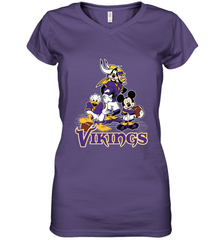 Mickey Mouse Minnesota Vikings NFL Football Gifts Women's V-Neck T-Shirt Women's V-Neck T-Shirt - Havanatees